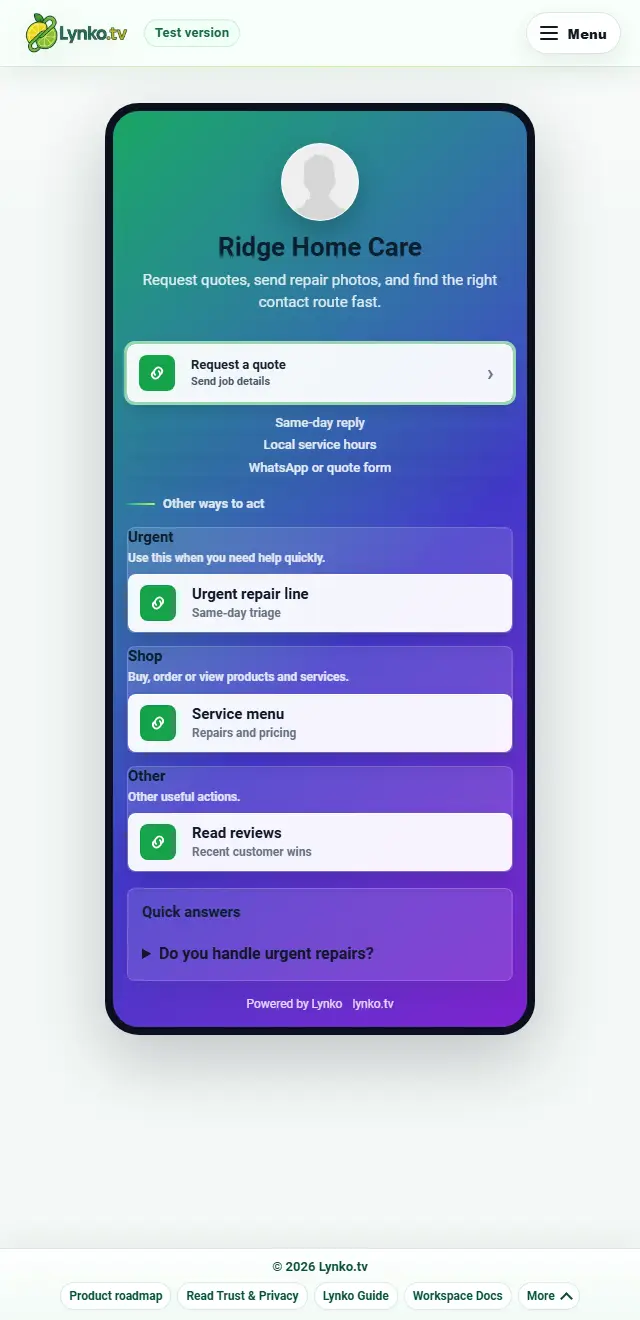 Local service hub preview
