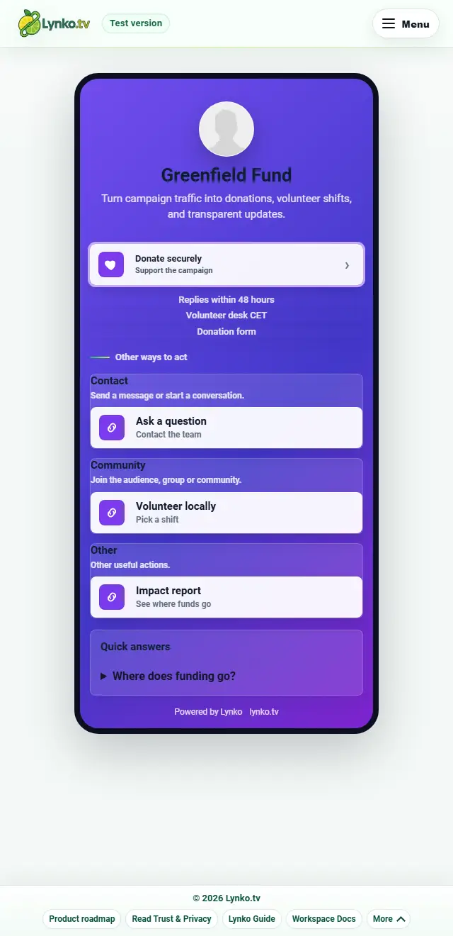 Nonprofit donation hub preview
