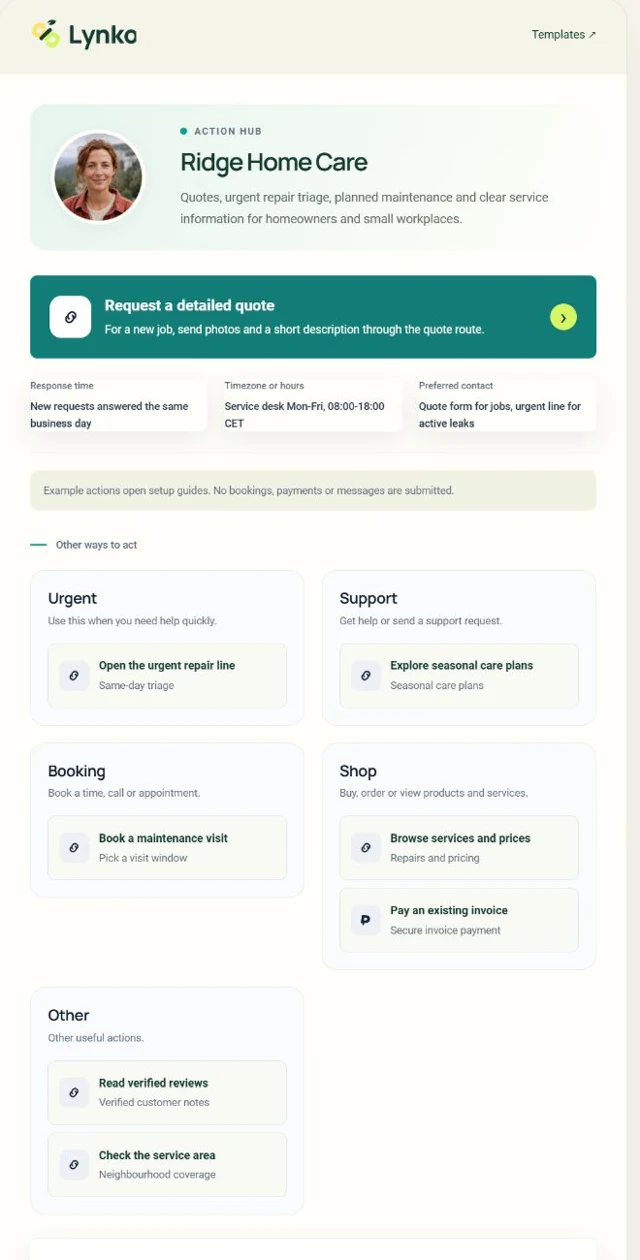 Local service hub — Layout preview