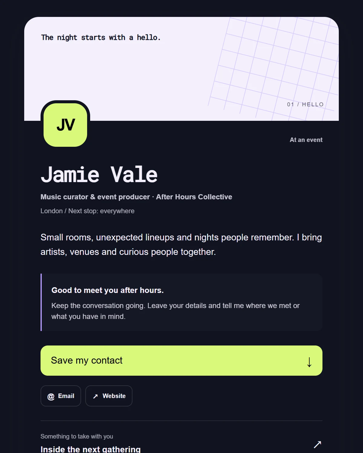 Midnight: keep the connection — Layout preview