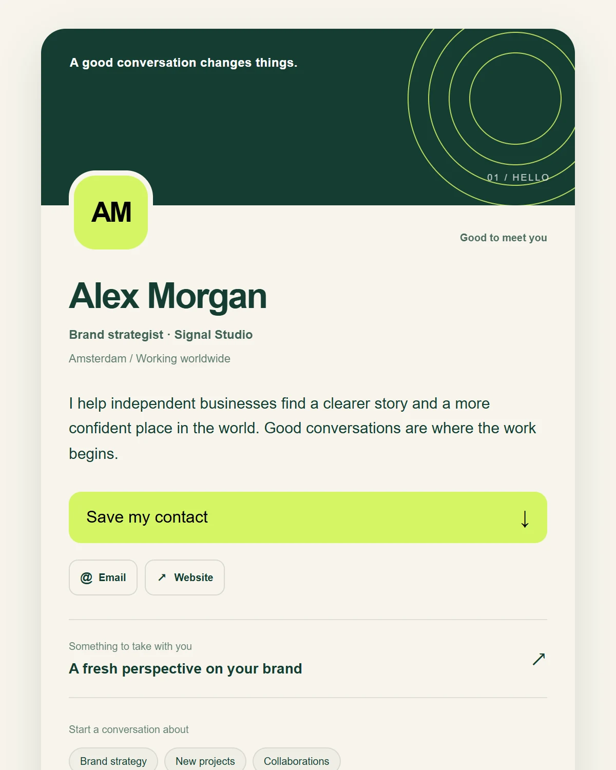 Signal: a confident introduction — Layout preview