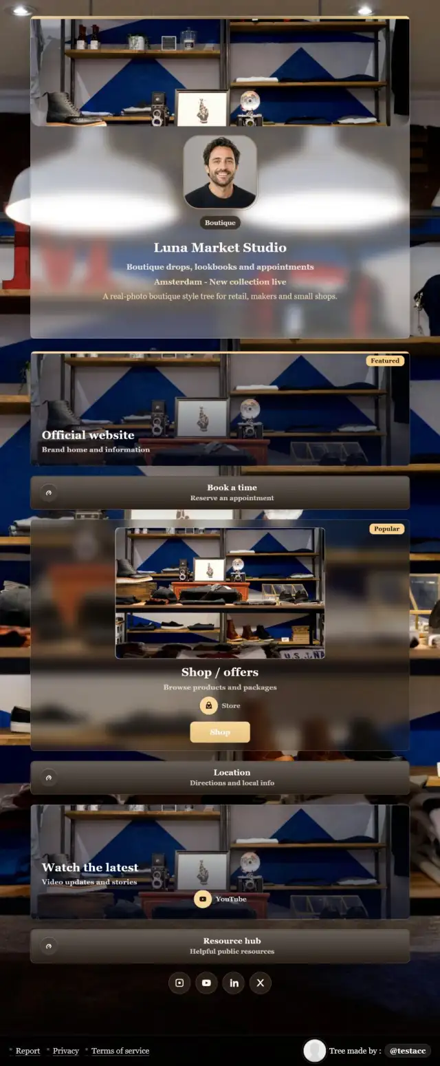 Boutique storefront preview