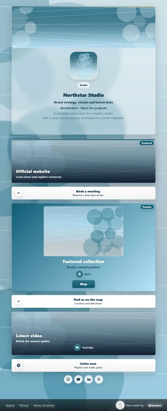 Studio creator page preview