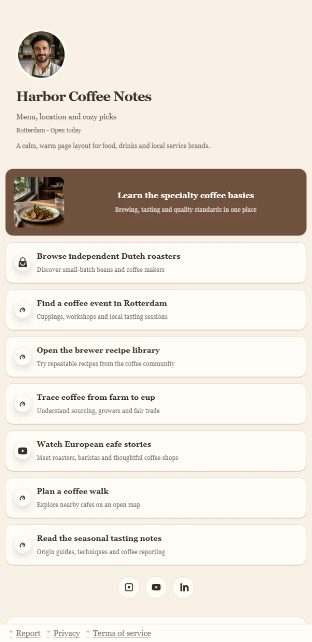 Menu quán cà phê — Xem trước bố cục